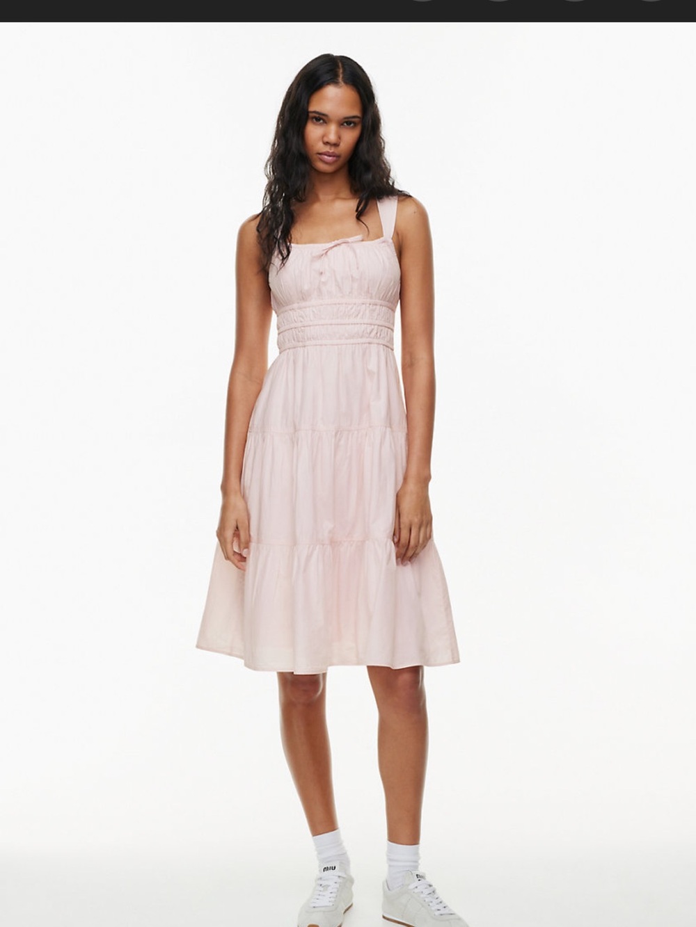 Aritzia White Cotton Poplin Tiered Midi Dress by Sunday best